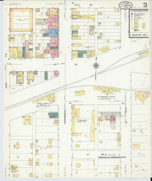 Sanborn Fire Insurance Map from Clark, Clark County, South Dakota (1909), Sheet #0003 - Historic Sanborn Fire Insurance Map Print, vintage old map wall art, antique decor, genealogy gift, South Dakota South Dakota map