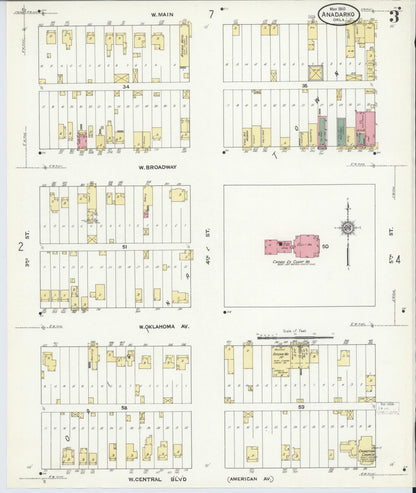 Sanborn Fire Insurance Map from Anadarko, Caddo County, Oklahoma (1910), Sheet #0003 - Complete Map Set gallery image, historic Sanborn map, vintage wall art, Oklahoma Oklahoma