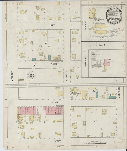 Sanborn Fire Insurance Map from Cerro Gordo, Piatt County, Illinois (1893), Sheet #0001 - Historic Sanborn Fire Insurance Map Print, vintage old map wall art, antique decor, genealogy gift, Illinois Illinois map