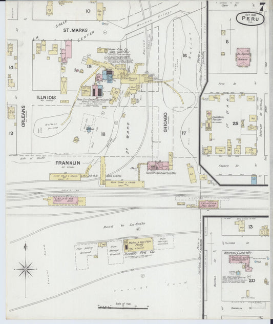 Sanborn Fire Insurance Map from Peru, La Salle County, Illinois (1888), Sheet #0007 - Historic Sanborn Fire Insurance Map Print, vintage old map wall art, antique decor, genealogy gift, Illinois Illinois map