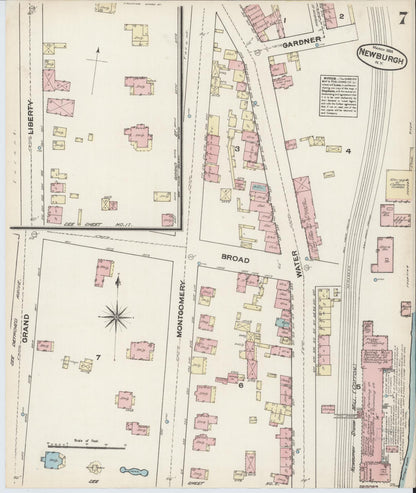 Sanborn Fire Insurance Map from Newburgh, Orange County, New York (1884), Sheet #0007 - Historic Sanborn Fire Insurance Map Print, vintage old map wall art, antique decor, genealogy gift, New York New York map