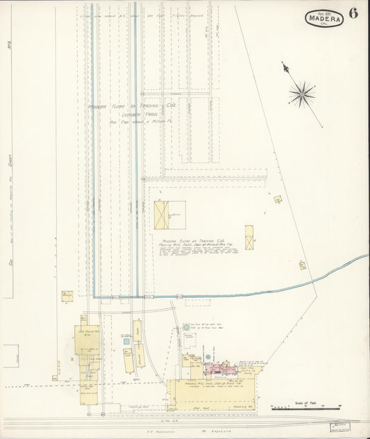 Sanborn Fire Insurance Map from Madera, Madera County, California (1891), Sheet #0006 - Historic Sanborn Fire Insurance Map Print, vintage old map wall art, antique decor, genealogy gift, California California map