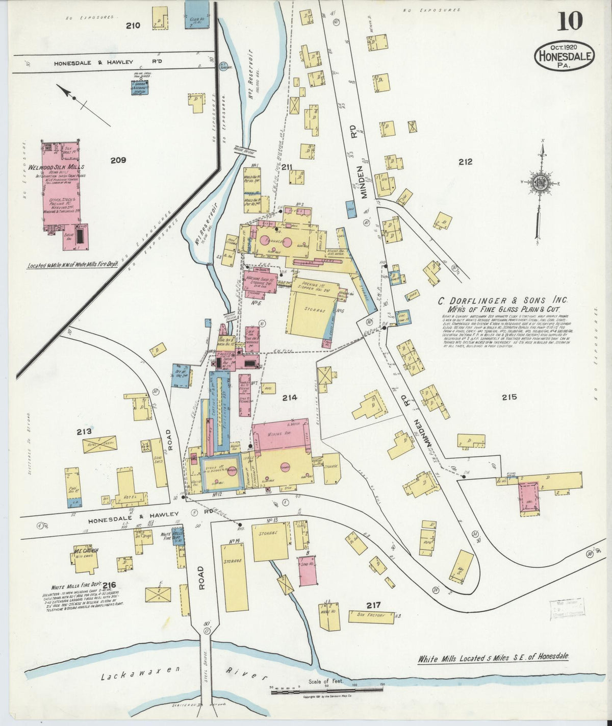 Sanborn Fire Insurance Map from Honesdale, Wayne County, Pennsylvania (1920), Sheet #0010 - Complete Map Set gallery image, historic Sanborn map, vintage wall art, Pennsylvania Pennsylvania
