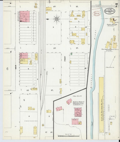 Sanborn Fire Insurance Map from Bismarck, Burleigh County, North Dakota (1899), Sheet #0007 - Complete Map Set gallery image, historic Sanborn map, vintage wall art, North Dakota North Dakota