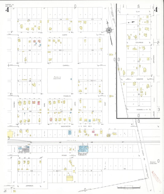 Sanborn Fire Insurance Map from Durant, Cedar County, Iowa (1948), Sheet #0004 - Historic Sanborn Fire Insurance Map Print, vintage old map wall art