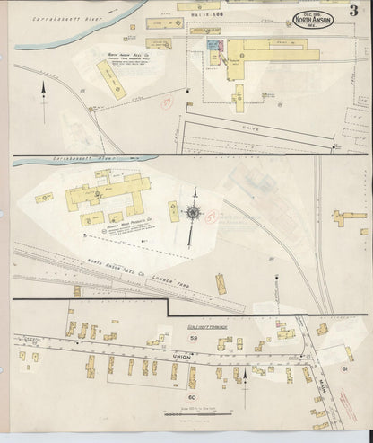 Sanborn Fire Insurance Map from North Anson, Somerset County, Maine (1945), Sheet #0003 - Complete Map Set gallery image, historic Sanborn map, vintage wall art, Maine Maine