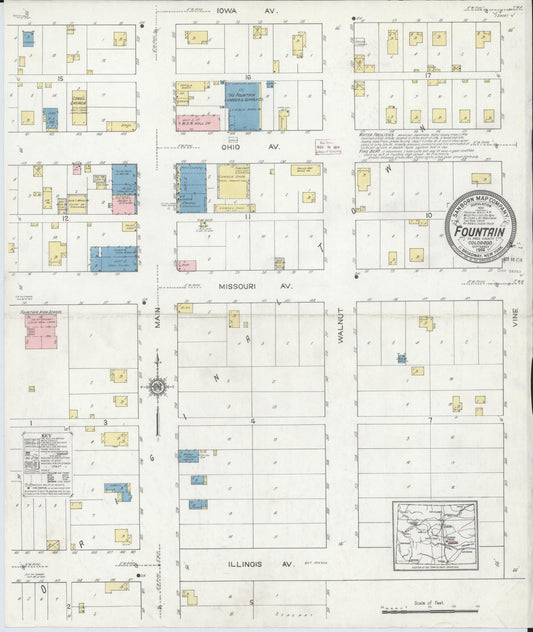 Sanborn Fire Insurance Map from Fountain, El Paso County, Colorado. (1914) – Historic Sanborn Fire Insurance Map Print