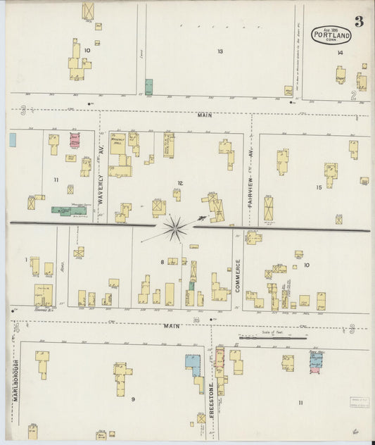Sanborn Fire Insurance Map from Portland, Middlesex County, Connecticut (1895), Sheet #0003 - Historic Sanborn Fire Insurance Map Print, vintage old map wall art, antique decor, genealogy gift, Connecticut Connecticut map