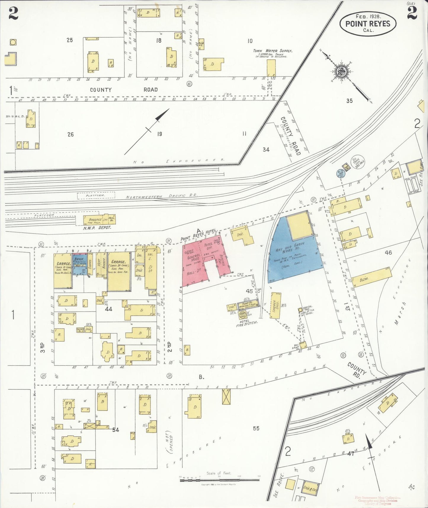 Sanborn Fire Insurance Map from Point Reyes, Marin County, California (1928), Sheet #0002 - Complete Map Set gallery image, historic Sanborn map, vintage wall art, California California