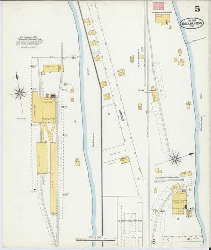 Sanborn Fire Insurance Map from Buckhannon, Upshur County, West Virginia (1904), Sheet #0005 - Complete Map Set gallery image, historic Sanborn map, vintage wall art, West Virginia West Virginia