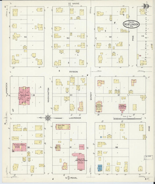 Sanborn Fire Insurance Map from New London, Waupaca and Outagamie Counties, Wisconsin (1913), Sheet #0010 - Historic Sanborn Fire Insurance Map Print, vintage old map wall art, antique decor, genealogy gift, Wisconsin Wisconsin map