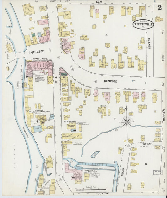Sanborn Fire Insurance Map from Fayetteville, Onondaga County, New York (1890), Sheet #0002 - Historic Sanborn Fire Insurance Map Print, vintage old map wall art, antique decor, genealogy gift, New York New York map