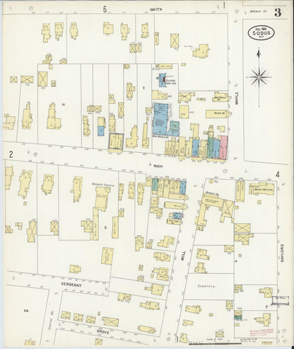 Sanborn Fire Insurance Map from Sodus, Wayne County, New York (1906), Sheet #0003 - Complete Map Set gallery image, historic Sanborn map, vintage wall art, New York New York