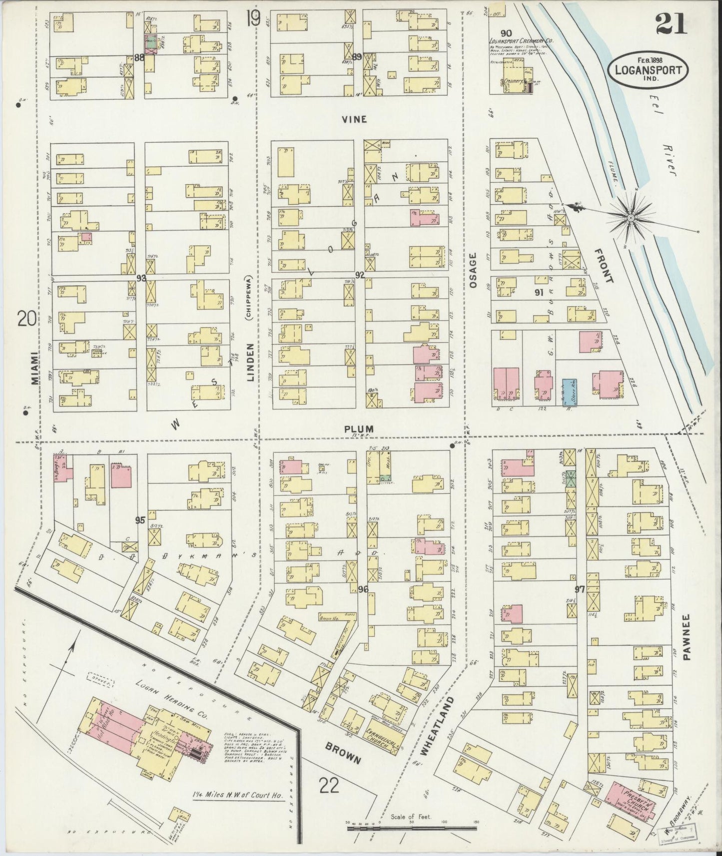 Sanborn Fire Insurance Map from Logansport, Cass County, Indiana (1898), Sheet #0021 - Complete Map Set gallery image, historic Sanborn map, vintage wall art, Indiana Indiana