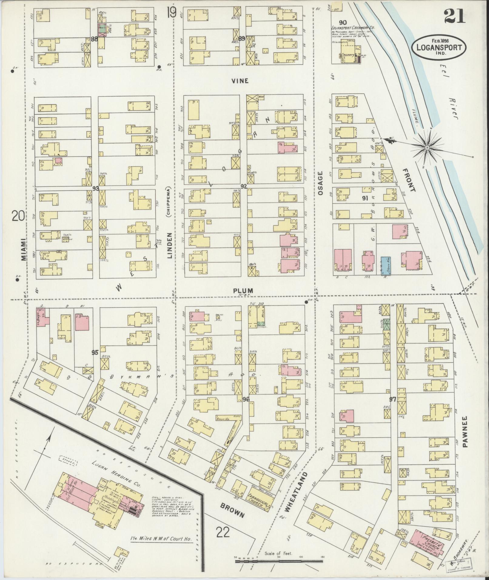 Sanborn Fire Insurance Map from Logansport, Cass County, Indiana (1898), Sheet #0021 - Complete Map Set gallery image, historic Sanborn map, vintage wall art, Indiana Indiana