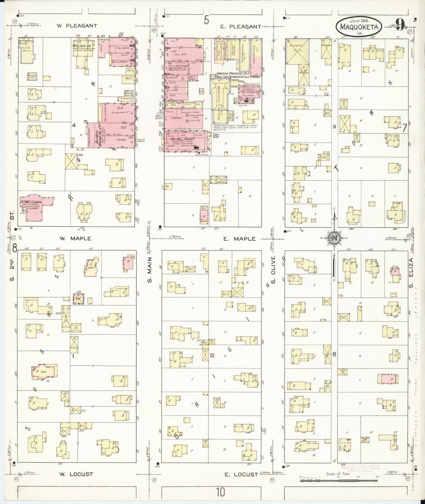 Sanborn Fire Insurance Map from Maquoketa, Jackson County, Iowa (1914), Sheet #0009 - Historic Sanborn Fire Insurance Map Print