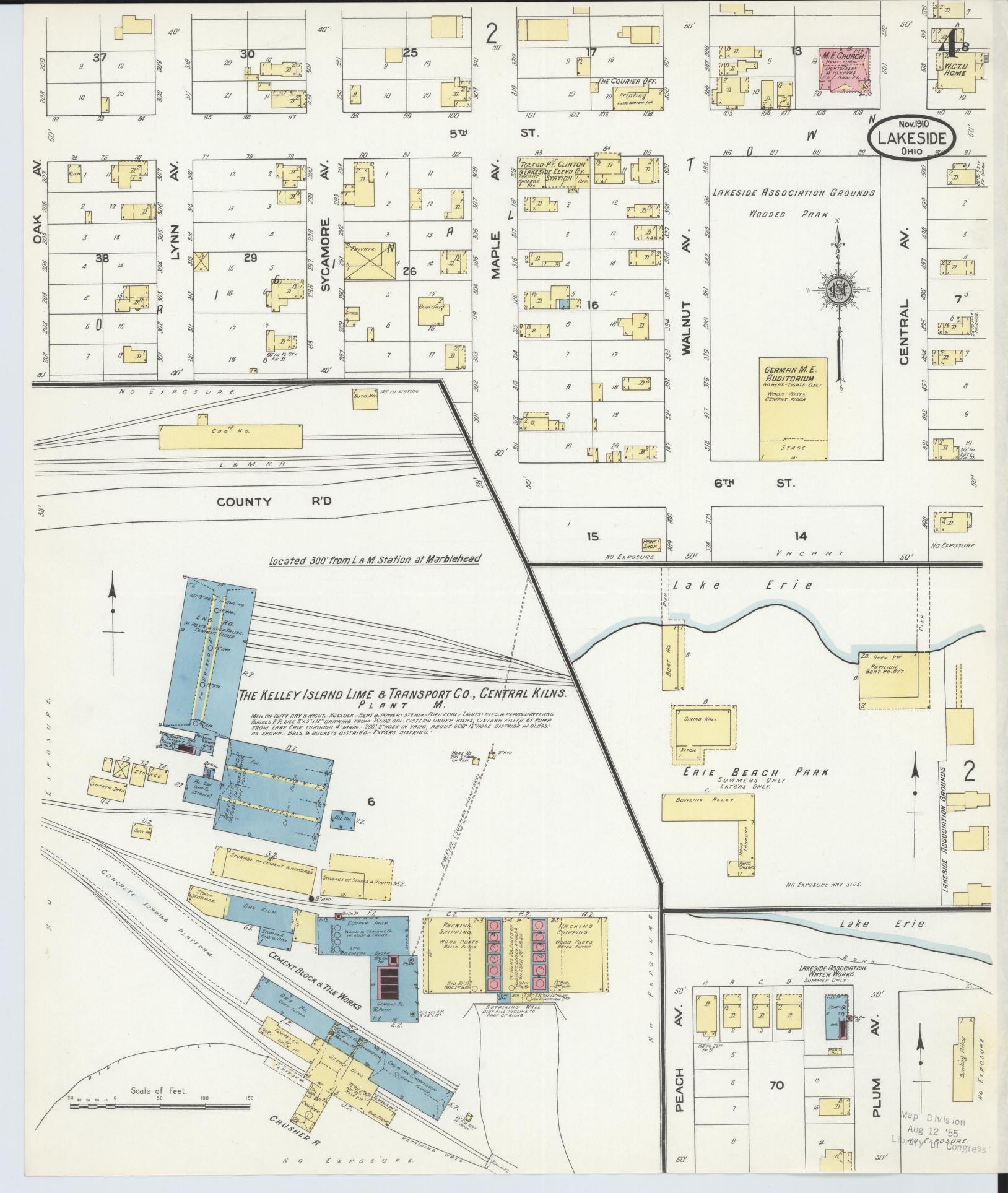 Sanborn Fire Insurance Map from Lakeside, Ottawa County, Ohio (1910), Sheet #0004 - Historic Sanborn Fire Insurance Map Print, vintage old map wall art, antique decor, genealogy gift, Ohio Ohio map