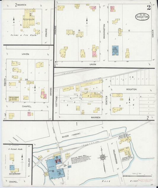Sanborn Fire Insurance Map from Rockton, Winnebago County, Illinois (1912), Sheet #0002 - Historic Sanborn Fire Insurance Map Print, vintage old map wall art, antique decor, genealogy gift, Illinois Illinois map