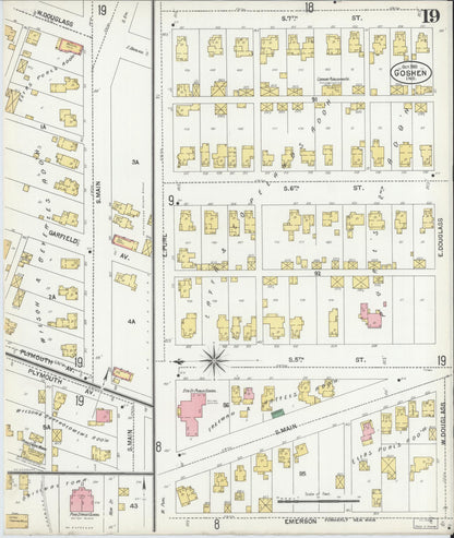 Sanborn Fire Insurance Map from Goshen, Elkhart County, Indiana (1901), Sheet #0019 - Historic Sanborn Fire Insurance Map Print, vintage old map wall art, antique decor, genealogy gift, Indiana Indiana map