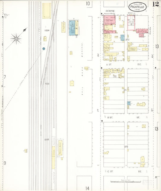 Sanborn Fire Insurance Map from Pocatello, Bannock County, Idaho (1900), Sheet #0012 - Historic Sanborn Fire Insurance Map Print, vintage old map wall art, antique decor, genealogy gift, Idaho Idaho map