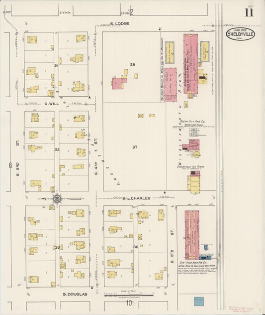 Sanborn Fire Insurance Map from Shelbyville, Shelby County, Illinois (1922), Sheet #0011 - Historic Sanborn Fire Insurance Map Print, vintage old map wall art, antique decor, genealogy gift, Illinois Illinois map