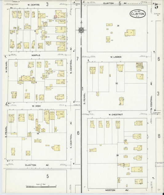 Sanborn Fire Insurance Map from Clayton, Gloucester County, New Jersey (1910), Sheet #0005 - Historic Sanborn Fire Insurance Map Print, vintage old map wall art, antique decor, genealogy gift, New Jersey New Jersey map