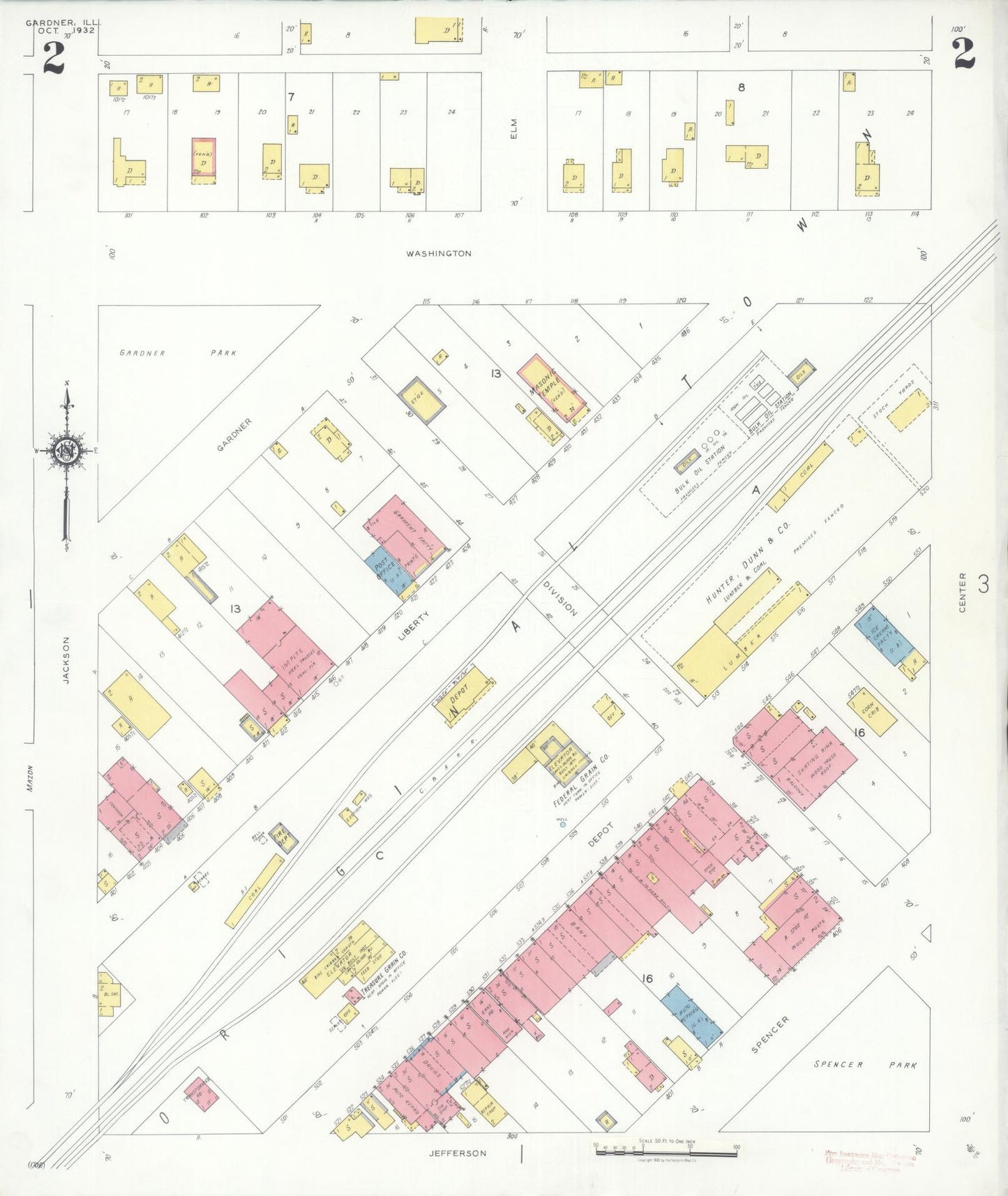 Sanborn Fire Insurance Map from Gardner, Grundy County, Illinois (1932), Sheet #0002 - Complete Map Set gallery image, historic Sanborn map, vintage wall art, Illinois Illinois