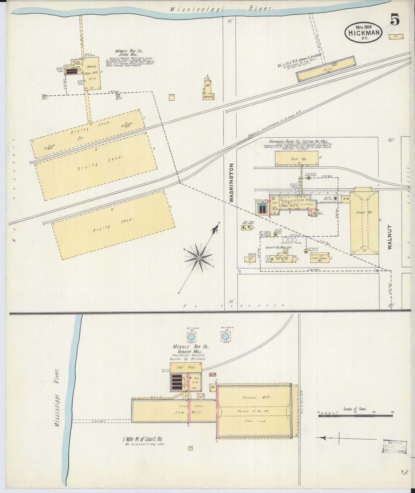 Sanborn Fire Insurance Map from Hickman, Fulton County, Kentucky (1905), Sheet #0005 - Complete Map Set gallery image, historic Sanborn map, vintage wall art, Kentucky Kentucky