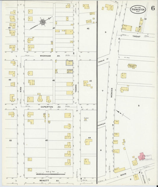 Sanborn Fire Insurance Map from Princeton, Mercer County, West Virginia (1910), Sheet #0006 - Historic Sanborn Fire Insurance Map Print, vintage old map wall art, antique decor, genealogy gift, West Virginia West Virginia map