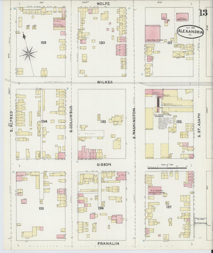 Sanborn Fire Insurance Map from Alexandria, Independent Cities, Virginia (1891), Sheet #0013 - Complete Map Set gallery image, historic Sanborn map, vintage wall art, Virginia Virginia