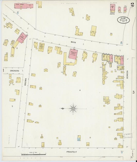 Sanborn Fire Insurance Map from Ovid, Seneca County, New York (1898), Sheet #0002 - Historic Sanborn Fire Insurance Map Print, vintage old map wall art, antique decor, genealogy gift, New York New York map