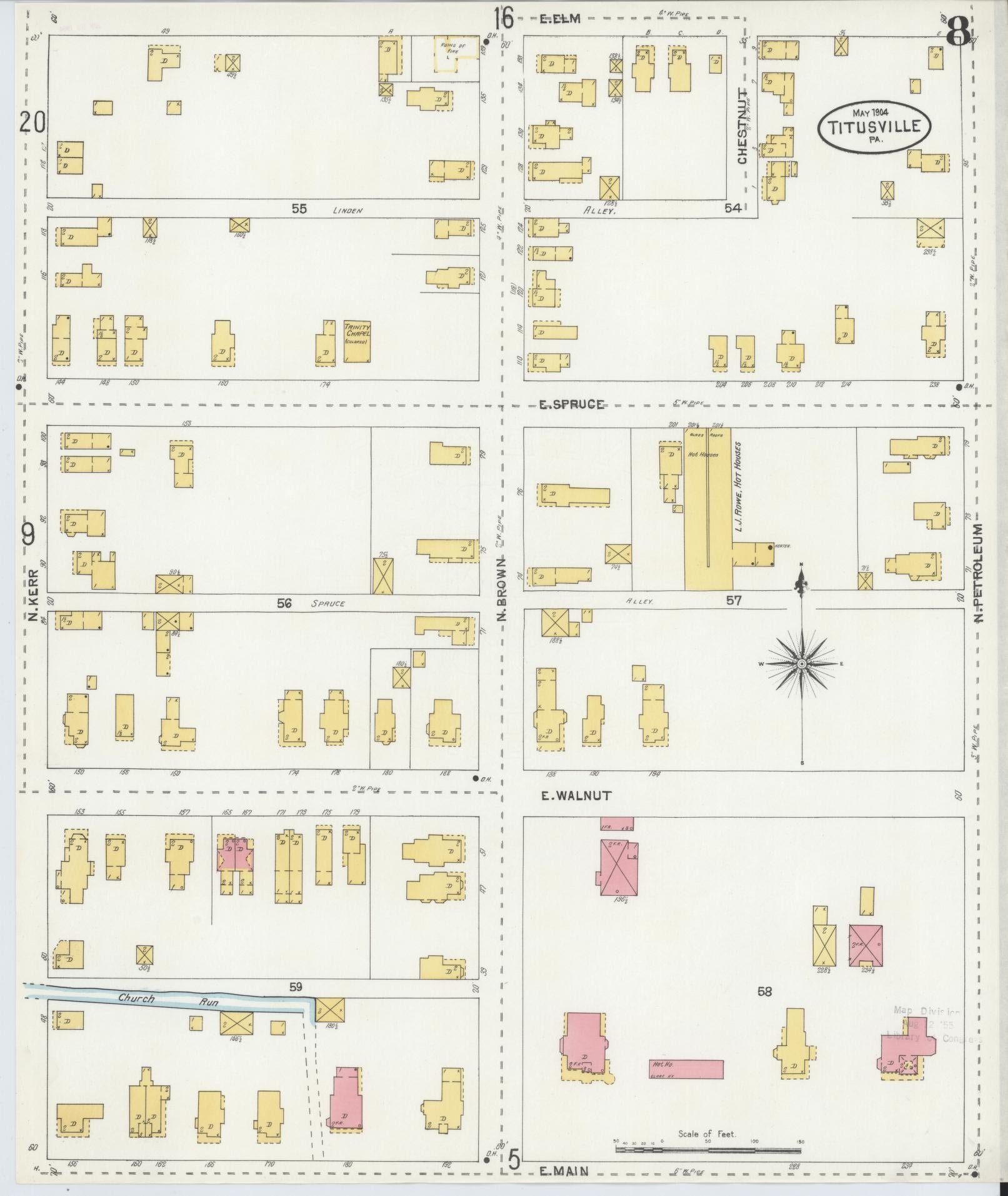 Sanborn Fire Insurance Map from Titusville, Crawford County, Pennsylvania (1904), Sheet #0008 - Complete Map Set gallery image, historic Sanborn map, vintage wall art, Pennsylvania Pennsylvania