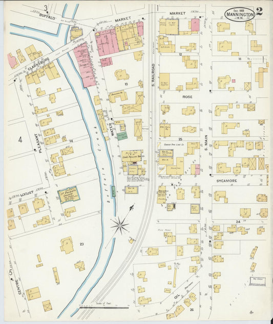 Sanborn Fire Insurance Map from Mannington, Marion County, West Virginia (1908), Sheet #0002 - Historic Sanborn Fire Insurance Map Print, vintage old map wall art, antique decor, genealogy gift, West Virginia West Virginia map