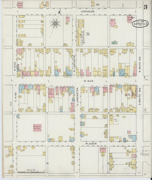 Sanborn Fire Insurance Map from Annville, Lebanon County, Pennsylvania (1895), Sheet #0003 - Historic Sanborn Fire Insurance Map Print, vintage old map wall art, antique decor, genealogy gift, Pennsylvania Pennsylvania map