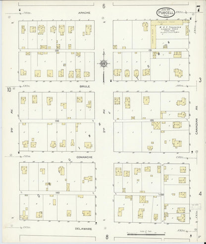 Sanborn Fire Insurance Map from Purcell, McClain County, Oklahoma (1914), Sheet #0007 - Complete Map Set gallery image, historic Sanborn map, vintage wall art, Oklahoma Oklahoma