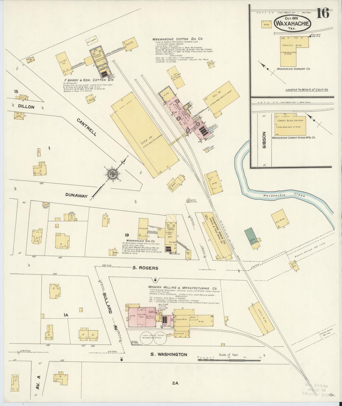 Sanborn Fire Insurance Map from Waxahachie, Ellis County, Texas (1909), Sheet #0016 - Complete Map Set gallery image, historic Sanborn map, vintage wall art, Texas Texas