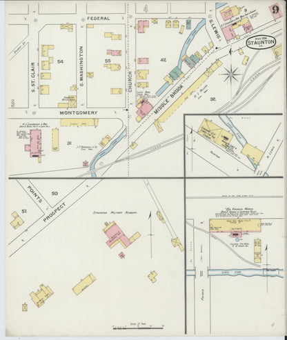 Sanborn Fire Insurance Map from Staunton, Independent Cities, Virginia (1894), Sheet #0009 - Complete Map Set gallery image, historic Sanborn map, vintage wall art, Virginia Virginia