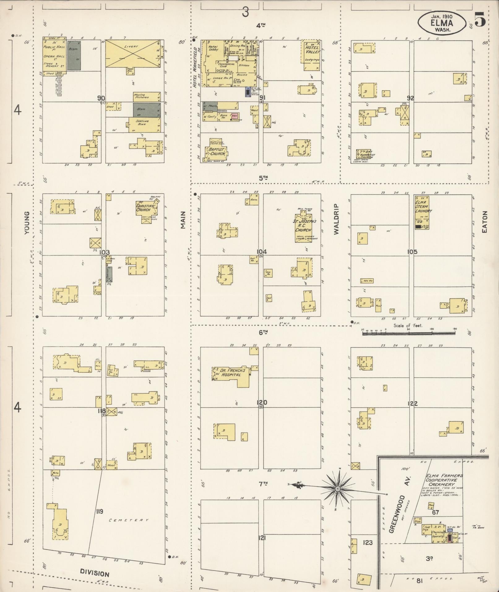 Sanborn Fire Insurance Map from Elma, Grays Harbor County, Washington (1910), Sheet #0005 - Complete Map Set gallery image, historic Sanborn map, vintage wall art, Washington Washington
