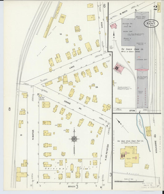 Sanborn Fire Insurance Map from Kent, Portage County, Ohio (1911), Sheet #0002 - Historic Sanborn Fire Insurance Map Print, vintage old map wall art, antique decor, genealogy gift, Ohio Ohio map