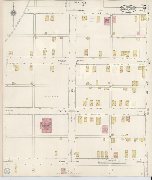 Sanborn Fire Insurance Map from Falls Creek, Jefferson And Clearfield Counties, Pennsylvania (1934), Sheet #0005 - Historic Sanborn Fire Insurance Map Print, vintage old map wall art, antique decor, genealogy gift, Pennsylvania Pennsylvania map