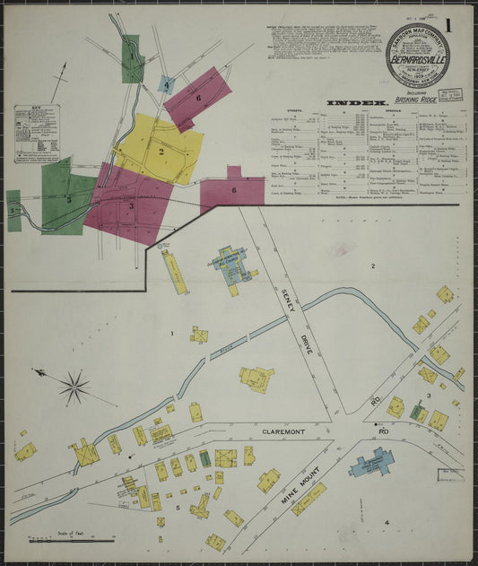 Sanborn Fire Insurance Map from Bernardsville, Somerset County, New Jersey (1909), Sheet #0001 - Complete Map Set gallery image, historic Sanborn map, vintage wall art, New Jersey New Jersey