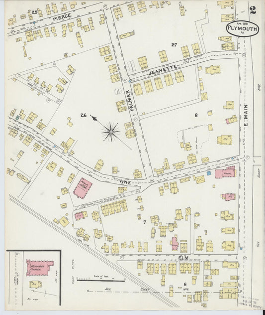 Sanborn Fire Insurance Map from Plymouth, Luzerne County, Pennsylvania (1891), Sheet #0002 - Historic Sanborn Fire Insurance Map Print, vintage old map wall art, antique decor, genealogy gift, Pennsylvania Pennsylvania map