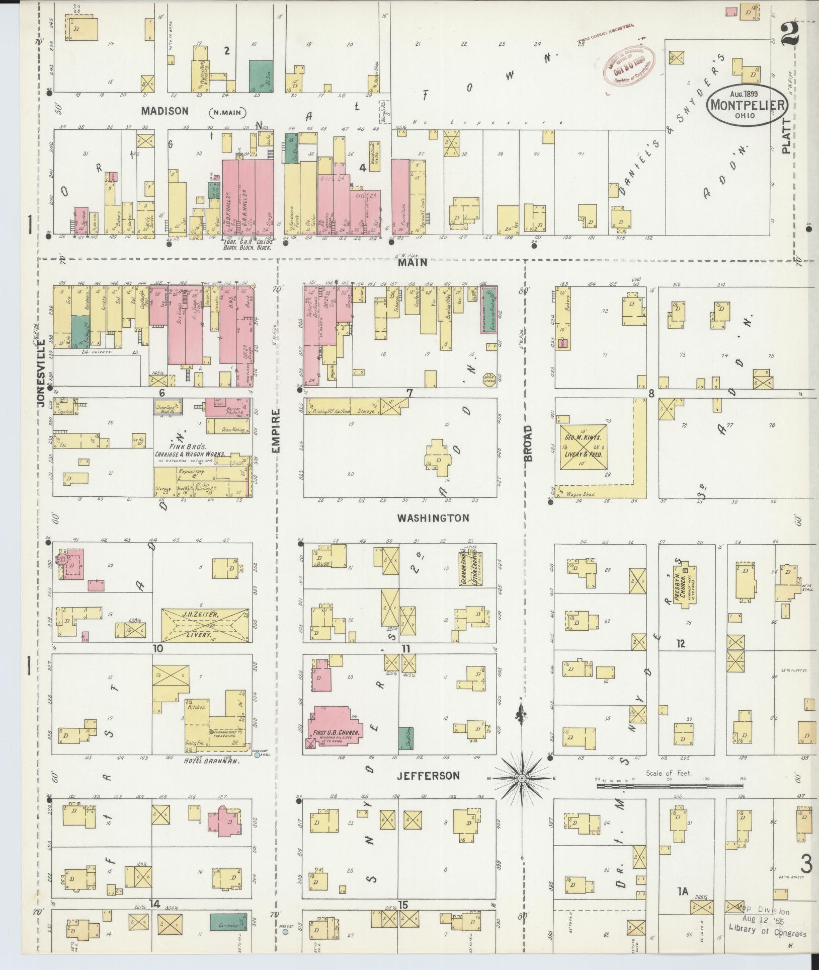 Sanborn Fire Insurance Map from Montpelier, Williams County, Ohio (1899), Sheet #0002 - Historic Sanborn Fire Insurance Map Print, vintage old map wall art, antique decor, genealogy gift, Ohio Ohio map