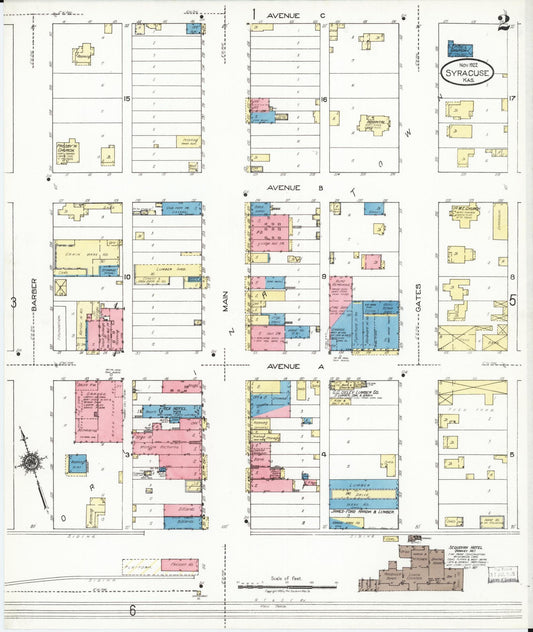 Sanborn Fire Insurance Map from Syracuse, Hamilton County, Kansas (1922), Sheet #0002 - Historic Sanborn Fire Insurance Map Print, vintage old map wall art, antique decor, genealogy gift, Kansas Kansas map