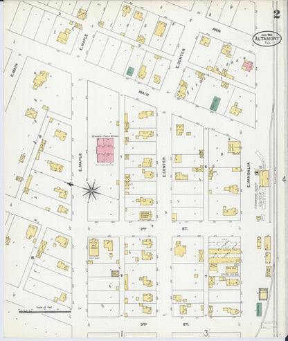 Sanborn Fire Insurance Map from Altamont, Effingham County, Illinois (1906), Sheet #0002 - Complete Map Set gallery image, historic Sanborn map, vintage wall art, Illinois Illinois