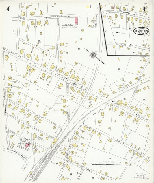 Sanborn Fire Insurance Map from Lexington, Henderson County, Tennessee (1926), Sheet #0004 - Historic Sanborn Fire Insurance Map Print, vintage old map wall art, antique decor, genealogy gift, Tennessee Tennessee map