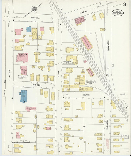 Sanborn Fire Insurance Map from Waterloo, Seneca County, New York (1911), Sheet #0009 - Historic Sanborn Fire Insurance Map Print, vintage old map wall art, antique decor, genealogy gift, New York New York map