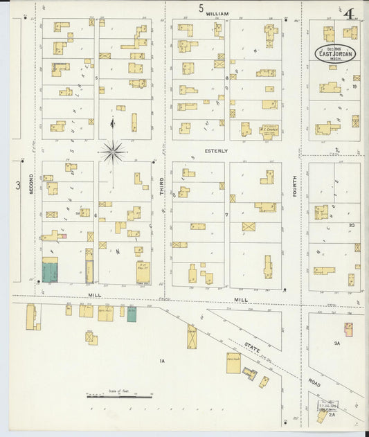 Sanborn Fire Insurance Map from East Jordan, Charlevoix County, Michigan (1905), Sheet #0004 - Historic Sanborn Fire Insurance Map Print, vintage old map wall art, antique decor, genealogy gift, Michigan Michigan map