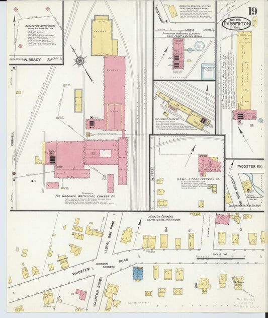 Sanborn Fire Insurance Map from Barberton, Summit County, Ohio (1916), Sheet #0019 - Historic Sanborn Fire Insurance Map Print, vintage old map wall art, antique decor, genealogy gift, Ohio Ohio map