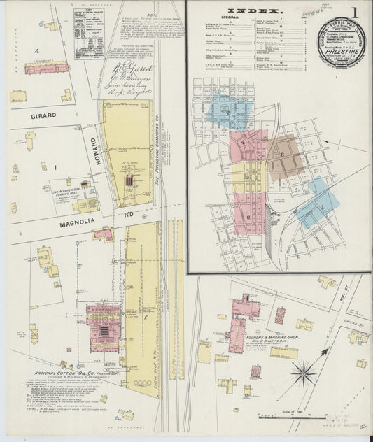 Sanborn Fire Insurance Map from Palestine, Anderson County, Texas (1891), Sheet #0001 - Historic Sanborn Fire Insurance Map Print, vintage old map wall art, antique decor, genealogy gift, Texas Texas map